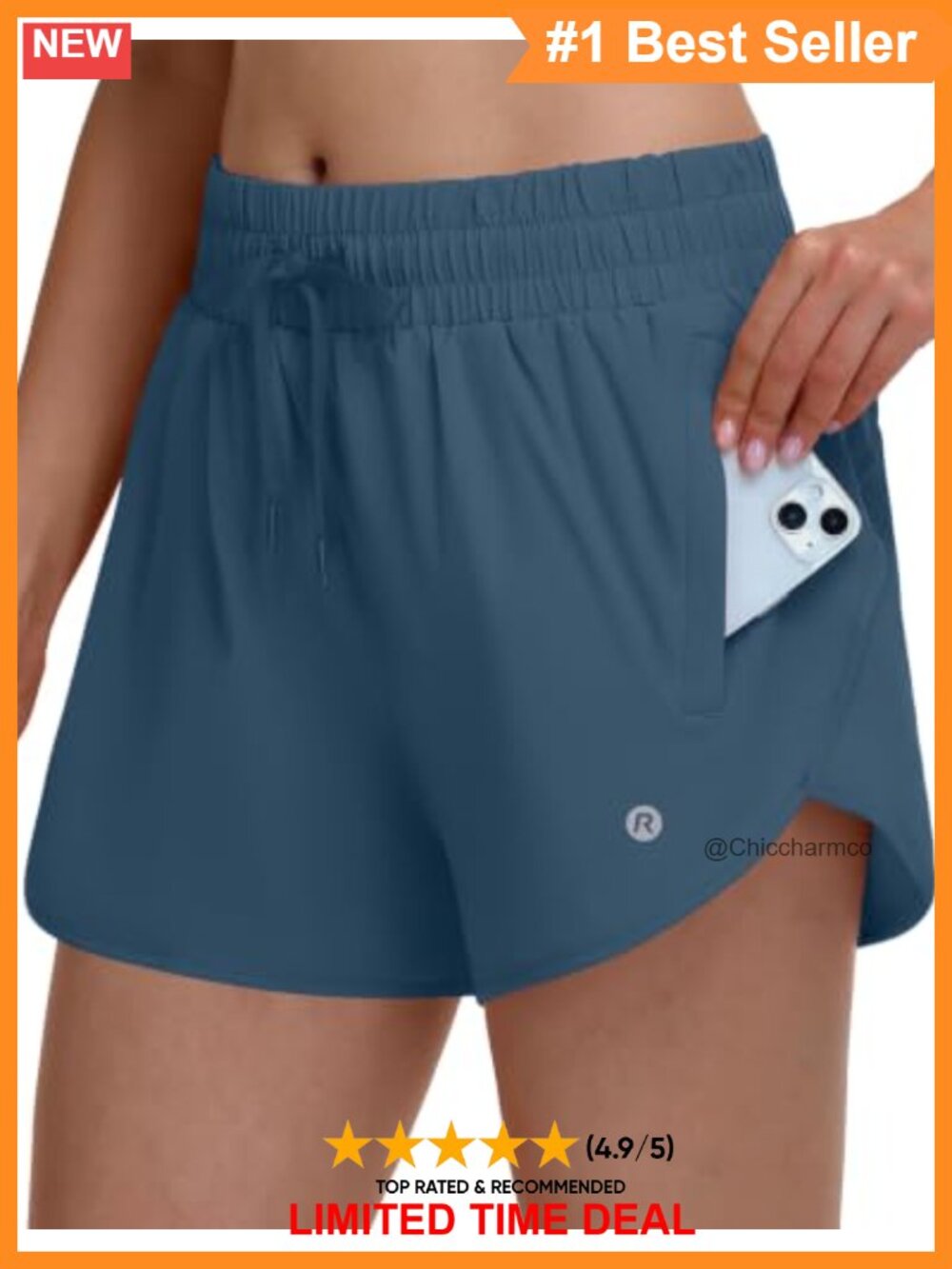 Women's Running Shorts with Liner High Waisted Dolphin Athletic Gym Yoga Workout